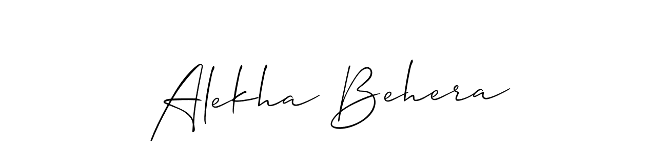 The best way (Allison_Script) to make a short signature is to pick only two or three words in your name. The name Alekha Behera include a total of six letters. For converting this name. Alekha Behera signature style 2 images and pictures png