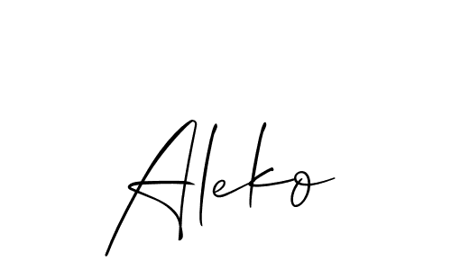 Design your own signature with our free online signature maker. With this signature software, you can create a handwritten (Allison_Script) signature for name Aleko. Aleko signature style 2 images and pictures png