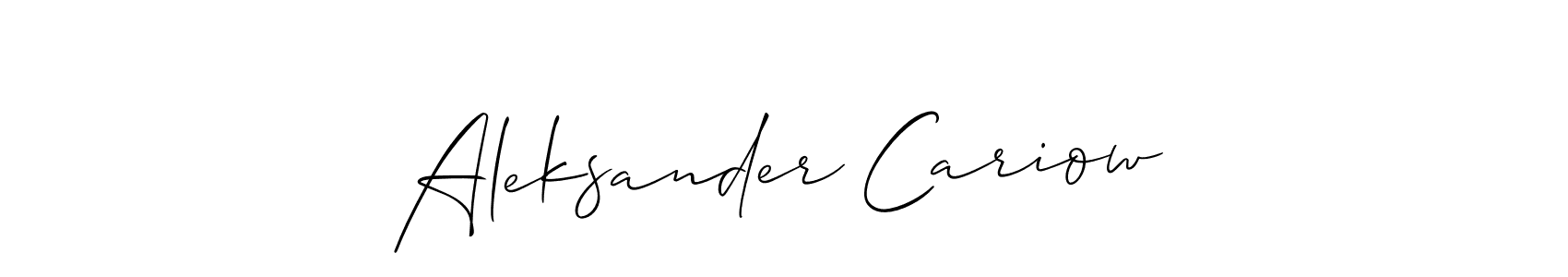 Use a signature maker to create a handwritten signature online. With this signature software, you can design (Allison_Script) your own signature for name Aleksander Cariow. Aleksander Cariow signature style 2 images and pictures png