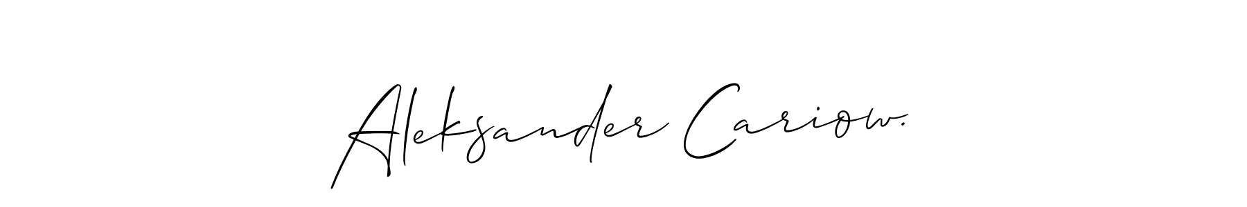 Also You can easily find your signature by using the search form. We will create Aleksander Cariow. name handwritten signature images for you free of cost using Allison_Script sign style. Aleksander Cariow. signature style 2 images and pictures png