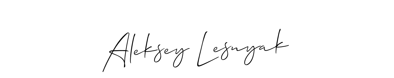 Also You can easily find your signature by using the search form. We will create Aleksey Lesnyak name handwritten signature images for you free of cost using Allison_Script sign style. Aleksey Lesnyak signature style 2 images and pictures png