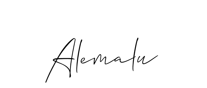 Similarly Allison_Script is the best handwritten signature design. Signature creator online .You can use it as an online autograph creator for name Alemalu. Alemalu signature style 2 images and pictures png