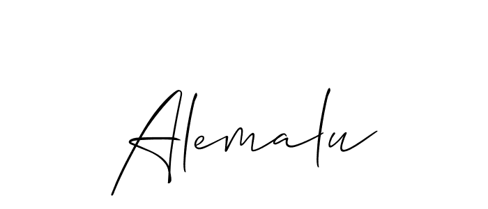 Make a beautiful signature design for name Alemalu. With this signature (Allison_Script) style, you can create a handwritten signature for free. Alemalu signature style 2 images and pictures png