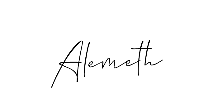 Allison_Script is a professional signature style that is perfect for those who want to add a touch of class to their signature. It is also a great choice for those who want to make their signature more unique. Get Alemeth name to fancy signature for free. Alemeth signature style 2 images and pictures png
