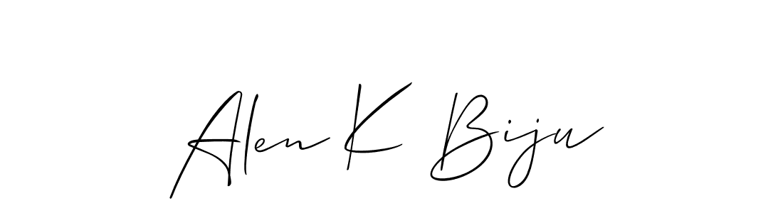 You should practise on your own different ways (Allison_Script) to write your name (Alen K Biju) in signature. don't let someone else do it for you. Alen K Biju signature style 2 images and pictures png