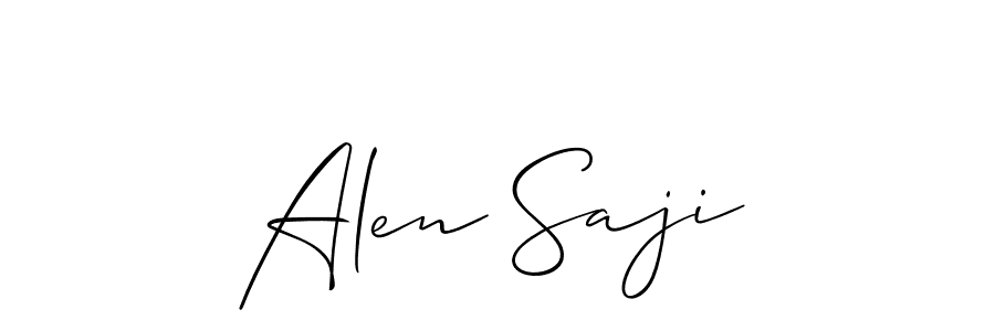 The best way (Allison_Script) to make a short signature is to pick only two or three words in your name. The name Alen Saji include a total of six letters. For converting this name. Alen Saji signature style 2 images and pictures png