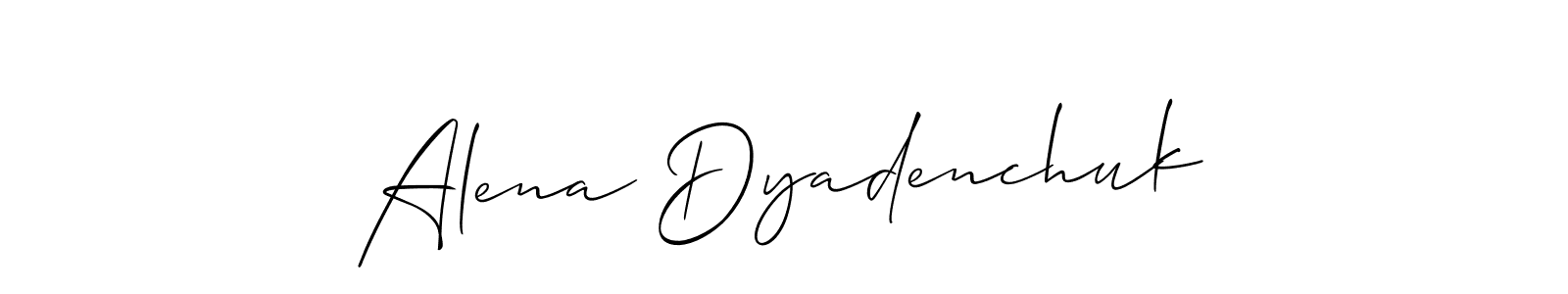 Also You can easily find your signature by using the search form. We will create Alena Dyadenchuk name handwritten signature images for you free of cost using Allison_Script sign style. Alena Dyadenchuk signature style 2 images and pictures png