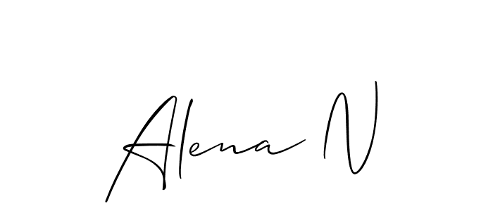 How to make Alena N name signature. Use Allison_Script style for creating short signs online. This is the latest handwritten sign. Alena N signature style 2 images and pictures png