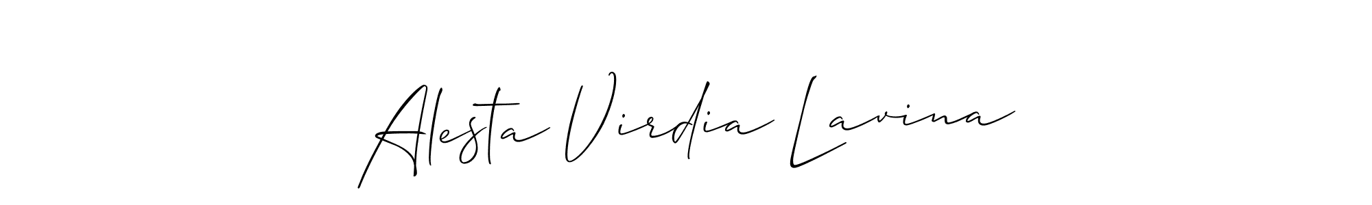Allison_Script is a professional signature style that is perfect for those who want to add a touch of class to their signature. It is also a great choice for those who want to make their signature more unique. Get Alesta Virdia Lavina name to fancy signature for free. Alesta Virdia Lavina signature style 2 images and pictures png