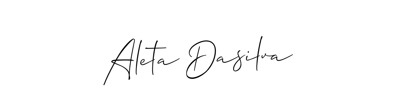 Also You can easily find your signature by using the search form. We will create Aleta Dasilva name handwritten signature images for you free of cost using Allison_Script sign style. Aleta Dasilva signature style 2 images and pictures png