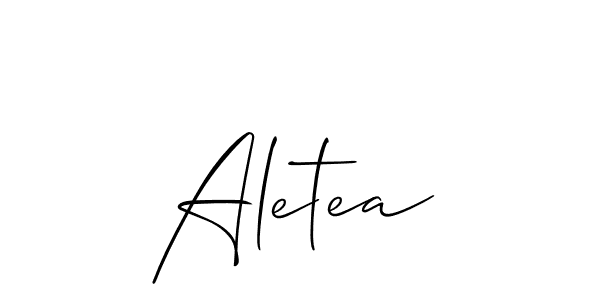 The best way (Allison_Script) to make a short signature is to pick only two or three words in your name. The name Aletea include a total of six letters. For converting this name. Aletea signature style 2 images and pictures png