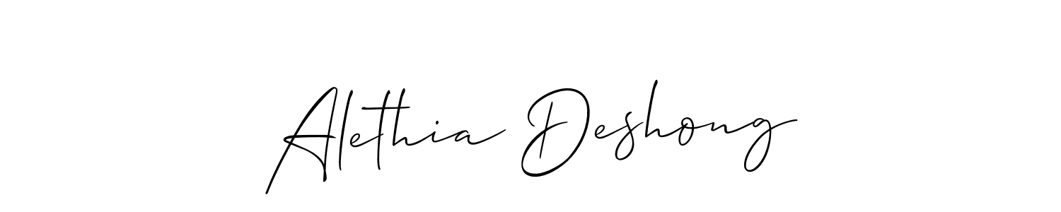 Make a beautiful signature design for name Alethia Deshong. With this signature (Allison_Script) style, you can create a handwritten signature for free. Alethia Deshong signature style 2 images and pictures png