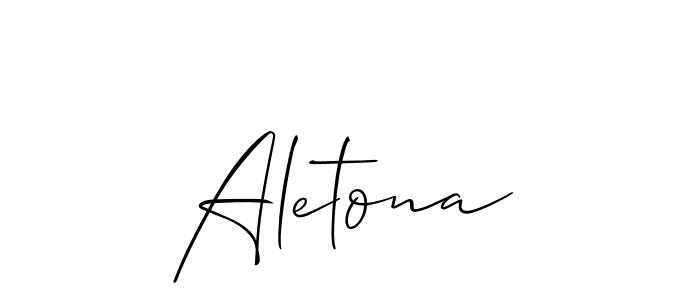 The best way (Allison_Script) to make a short signature is to pick only two or three words in your name. The name Aletona include a total of six letters. For converting this name. Aletona signature style 2 images and pictures png