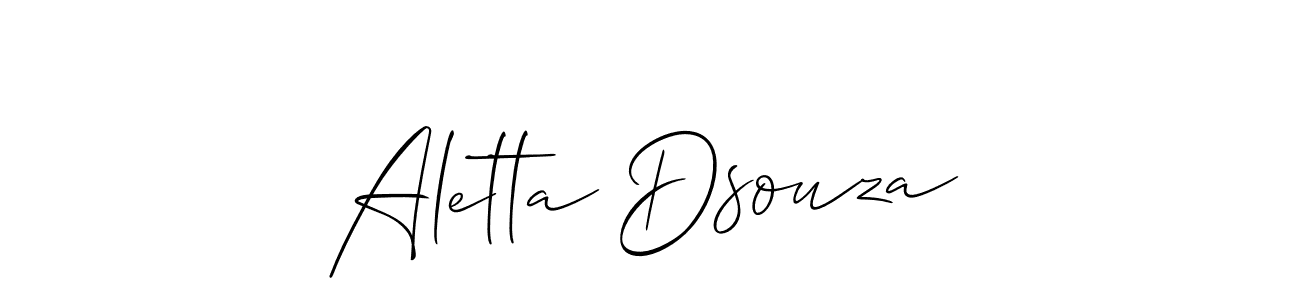 Also You can easily find your signature by using the search form. We will create Aletta Dsouza name handwritten signature images for you free of cost using Allison_Script sign style. Aletta Dsouza signature style 2 images and pictures png