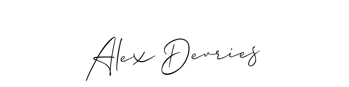 Allison_Script is a professional signature style that is perfect for those who want to add a touch of class to their signature. It is also a great choice for those who want to make their signature more unique. Get Alex Devries name to fancy signature for free. Alex Devries signature style 2 images and pictures png