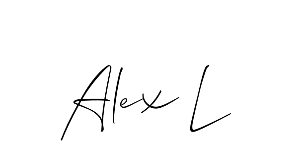 The best way (Allison_Script) to make a short signature is to pick only two or three words in your name. The name Alex L include a total of six letters. For converting this name. Alex L signature style 2 images and pictures png