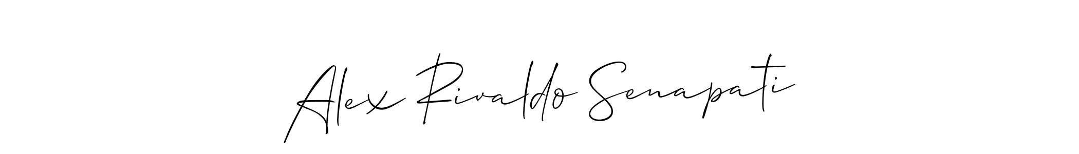 The best way (Allison_Script) to make a short signature is to pick only two or three words in your name. The name Alex Rivaldo Senapati include a total of six letters. For converting this name. Alex Rivaldo Senapati signature style 2 images and pictures png