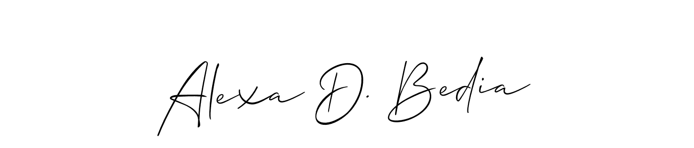 How to make Alexa D. Bedia name signature. Use Allison_Script style for creating short signs online. This is the latest handwritten sign. Alexa D. Bedia signature style 2 images and pictures png