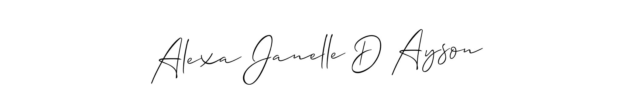 Create a beautiful signature design for name Alexa Janelle D Ayson. With this signature (Allison_Script) fonts, you can make a handwritten signature for free. Alexa Janelle D Ayson signature style 2 images and pictures png