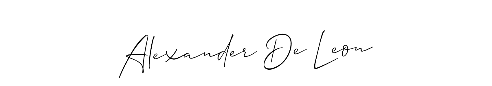 Also You can easily find your signature by using the search form. We will create Alexander De Leon name handwritten signature images for you free of cost using Allison_Script sign style. Alexander De Leon signature style 2 images and pictures png