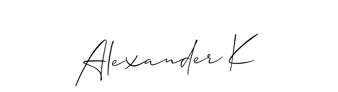 How to Draw Alexander K signature style? Allison_Script is a latest design signature styles for name Alexander K. Alexander K signature style 2 images and pictures png