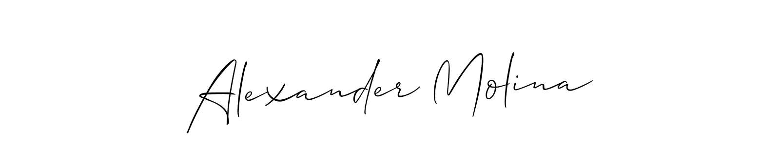 Make a beautiful signature design for name Alexander Molina. With this signature (Allison_Script) style, you can create a handwritten signature for free. Alexander Molina signature style 2 images and pictures png