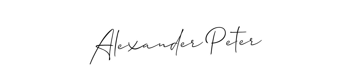 How to make Alexander Peter name signature. Use Allison_Script style for creating short signs online. This is the latest handwritten sign. Alexander Peter signature style 2 images and pictures png