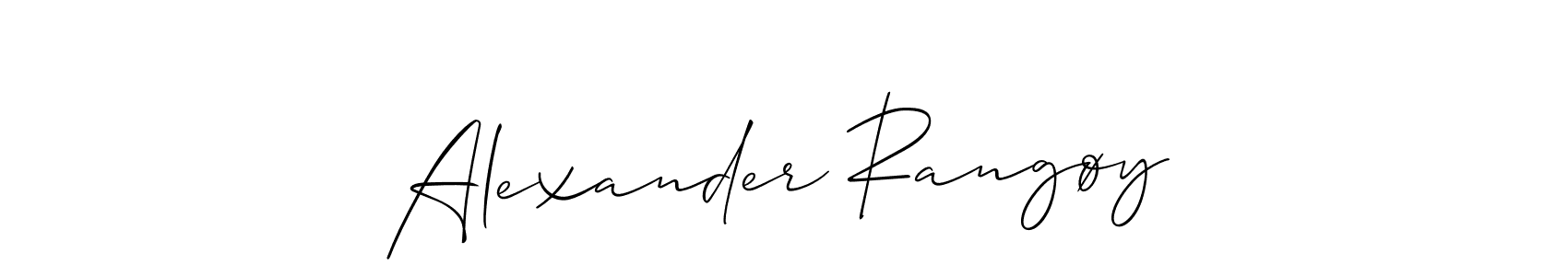 How to make Alexander Rangøy name signature. Use Allison_Script style for creating short signs online. This is the latest handwritten sign. Alexander Rangøy signature style 2 images and pictures png