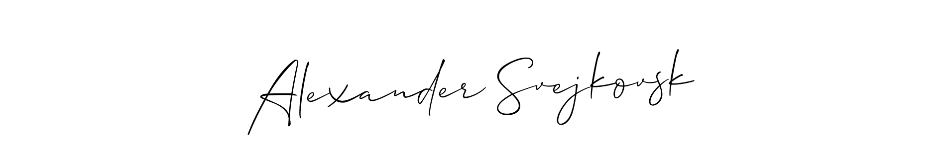 Create a beautiful signature design for name Alexander Svejkovsk. With this signature (Allison_Script) fonts, you can make a handwritten signature for free. Alexander Svejkovsk signature style 2 images and pictures png