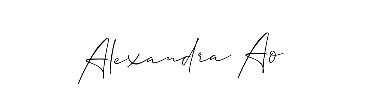 Make a beautiful signature design for name Alexandra Ao. With this signature (Allison_Script) style, you can create a handwritten signature for free. Alexandra Ao signature style 2 images and pictures png