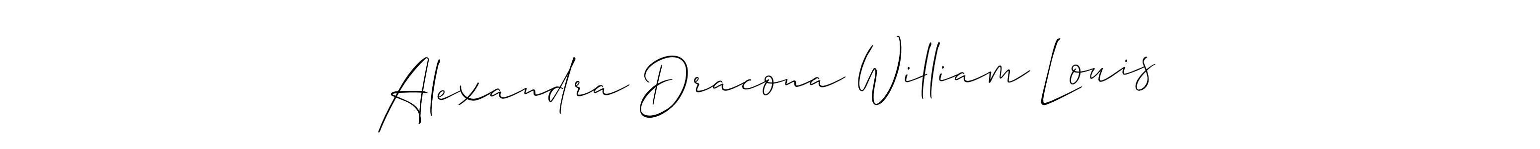 The best way (Allison_Script) to make a short signature is to pick only two or three words in your name. The name Alexandra Dracona William Louis include a total of six letters. For converting this name. Alexandra Dracona William Louis signature style 2 images and pictures png