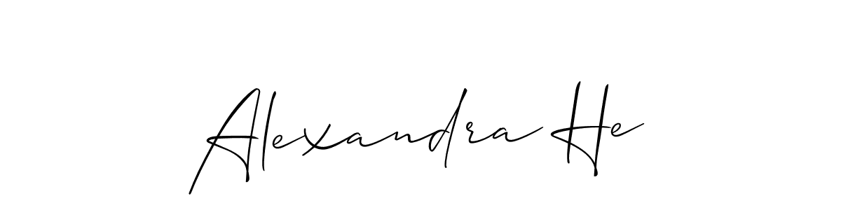 How to make Alexandra He name signature. Use Allison_Script style for creating short signs online. This is the latest handwritten sign. Alexandra He signature style 2 images and pictures png
