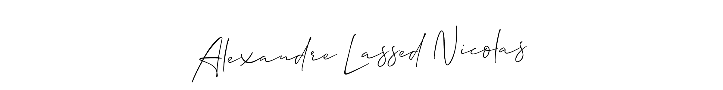 Use a signature maker to create a handwritten signature online. With this signature software, you can design (Allison_Script) your own signature for name Alexandre Lassed Nicolas. Alexandre Lassed Nicolas signature style 2 images and pictures png