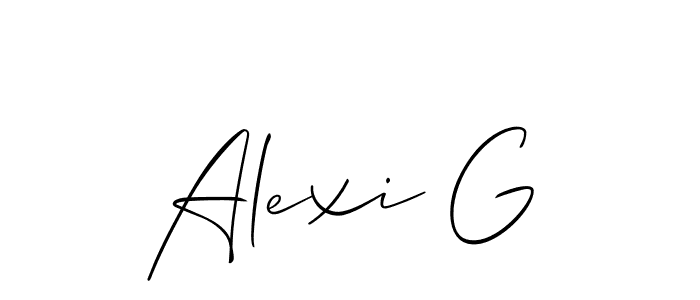 Use a signature maker to create a handwritten signature online. With this signature software, you can design (Allison_Script) your own signature for name Alexi G. Alexi G signature style 2 images and pictures png