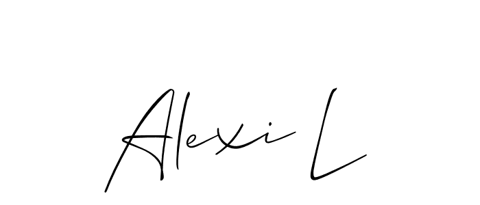 Also You can easily find your signature by using the search form. We will create Alexi L name handwritten signature images for you free of cost using Allison_Script sign style. Alexi L signature style 2 images and pictures png