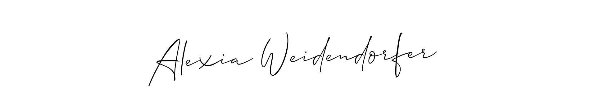 Make a short Alexia Weidendorfer signature style. Manage your documents anywhere anytime using Allison_Script. Create and add eSignatures, submit forms, share and send files easily. Alexia Weidendorfer signature style 2 images and pictures png