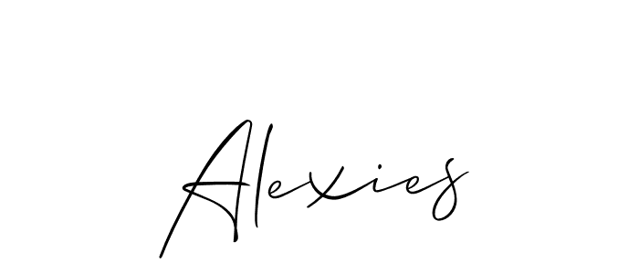 Design your own signature with our free online signature maker. With this signature software, you can create a handwritten (Allison_Script) signature for name Alexies. Alexies signature style 2 images and pictures png