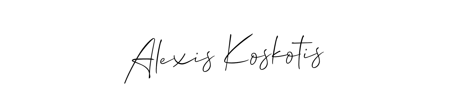 Allison_Script is a professional signature style that is perfect for those who want to add a touch of class to their signature. It is also a great choice for those who want to make their signature more unique. Get Alexis Koskotis name to fancy signature for free. Alexis Koskotis signature style 2 images and pictures png