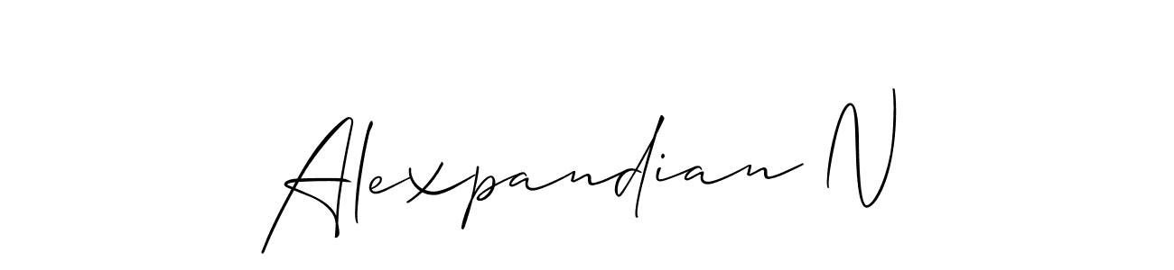 Use a signature maker to create a handwritten signature online. With this signature software, you can design (Allison_Script) your own signature for name Alexpandian N. Alexpandian N signature style 2 images and pictures png