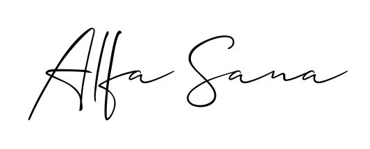 The Allison_Script handwriting style adds charm and authenticity to name Alfa Sana. A wonderful choice for personal thank-you notes. Alfa Sana signature style 2 images and pictures png