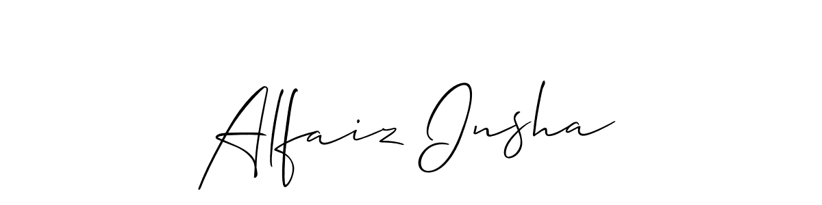 Allison_Script is a professional signature style that is perfect for those who want to add a touch of class to their signature. It is also a great choice for those who want to make their signature more unique. Get Alfaiz Insha name to fancy signature for free. Alfaiz Insha signature style 2 images and pictures png