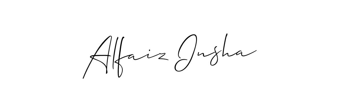 The best way (Allison_Script) to make a short signature is to pick only two or three words in your name. The name Alfaiz Insha include a total of six letters. For converting this name. Alfaiz Insha signature style 2 images and pictures png