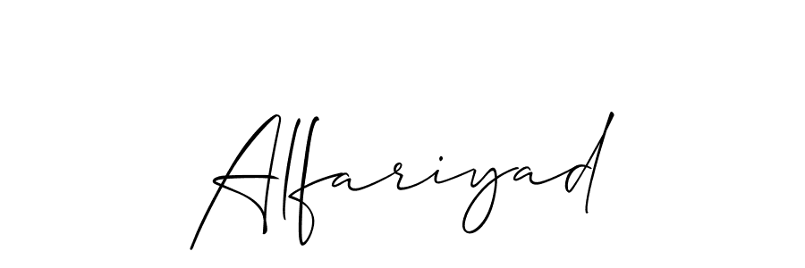 Allison_Script is a professional signature style that is perfect for those who want to add a touch of class to their signature. It is also a great choice for those who want to make their signature more unique. Get Alfariyad name to fancy signature for free. Alfariyad signature style 2 images and pictures png