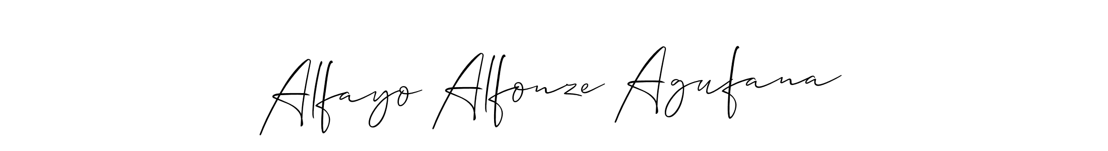 How to make Alfayo Alfonze Agufana name signature. Use Allison_Script style for creating short signs online. This is the latest handwritten sign. Alfayo Alfonze Agufana signature style 2 images and pictures png