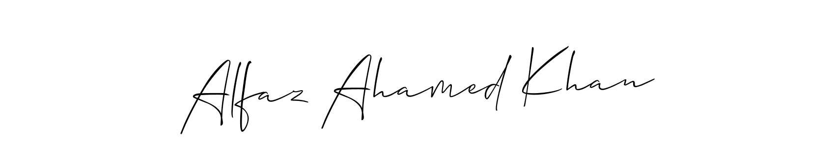 The best way (Allison_Script) to make a short signature is to pick only two or three words in your name. The name Alfaz Ahamed Khan include a total of six letters. For converting this name. Alfaz Ahamed Khan signature style 2 images and pictures png