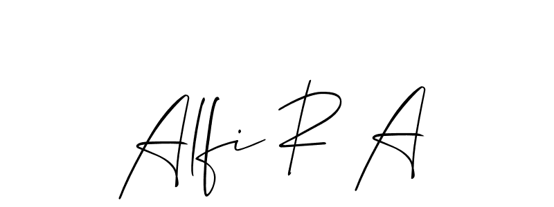 You can use this online signature creator to create a handwritten signature for the name Alfi R A. This is the best online autograph maker. Alfi R A signature style 2 images and pictures png