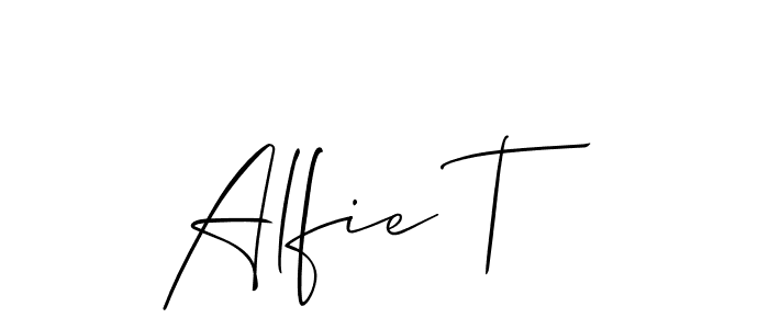 Allison_Script is a professional signature style that is perfect for those who want to add a touch of class to their signature. It is also a great choice for those who want to make their signature more unique. Get Alfie T name to fancy signature for free. Alfie T signature style 2 images and pictures png