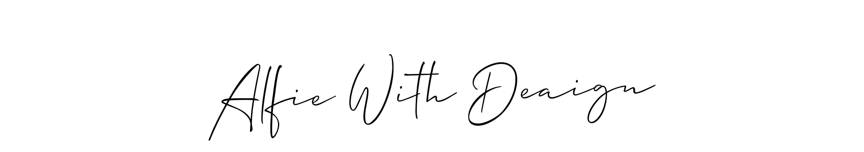 How to make Alfie With Deaign name signature. Use Allison_Script style for creating short signs online. This is the latest handwritten sign. Alfie With Deaign signature style 2 images and pictures png
