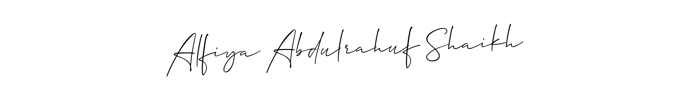 Create a beautiful signature design for name Alfiya Abdulrahuf Shaikh. With this signature (Allison_Script) fonts, you can make a handwritten signature for free. Alfiya Abdulrahuf Shaikh signature style 2 images and pictures png