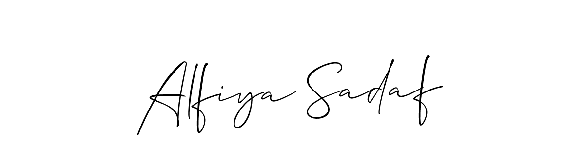 The best way (Allison_Script) to make a short signature is to pick only two or three words in your name. The name Alfiya Sadaf include a total of six letters. For converting this name. Alfiya Sadaf signature style 2 images and pictures png